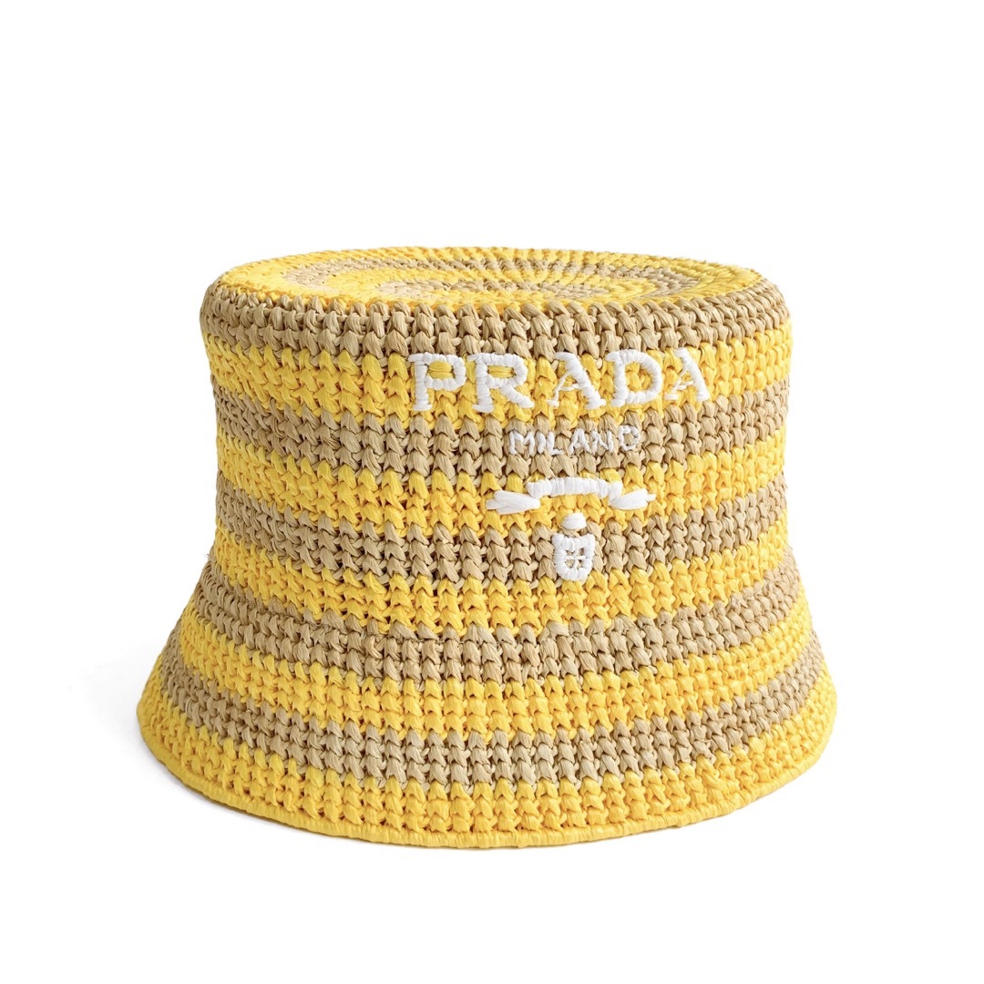 PRADA(プラダ)の新品 PRADA プラダ バケット ハット ラフィア ストロー キャップ M レディースの帽子(ハット)の商品写真