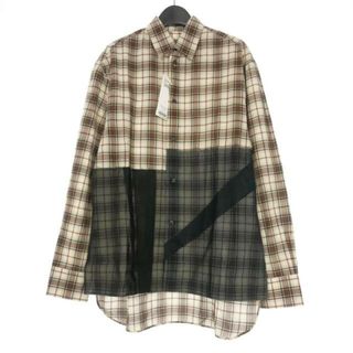 ランバン(LANVIN)のランバン LANVIN チェック柄 ドッキングシャツ 長袖 37 ブラウン(シャツ)