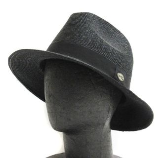 ボルサリーノ(Borsalino)のボルサリーノ ストローハット 中折れ帽子 イタリア製 ブラック L(その他)