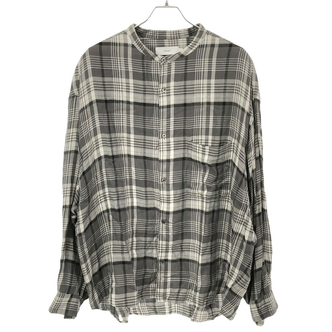 Graphpaper(グラフペーパー)のGraphpaper グラフペーパー 20AW Tencel Check Band Collar Big Shirt チェックバンドカラーシャツ GM203-50062 グレー F メンズのトップス(シャツ)の商品写真