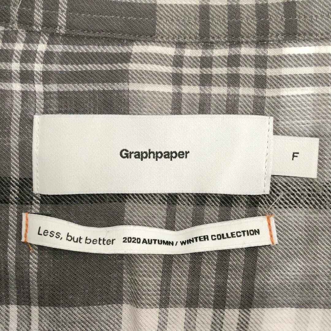 Graphpaper(グラフペーパー)のGraphpaper グラフペーパー 20AW Tencel Check Band Collar Big Shirt チェックバンドカラーシャツ GM203-50062 グレー F メンズのトップス(シャツ)の商品写真