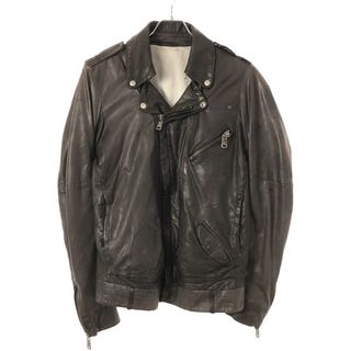 ディーゼルブラックゴールド(DIESEL BLACK GOLD)のDIESEL BLACK GOLD ディーゼル ブラックゴールド ペイント加工ダブルライダースジャケット  ブラウン系 S(ライダースジャケット)