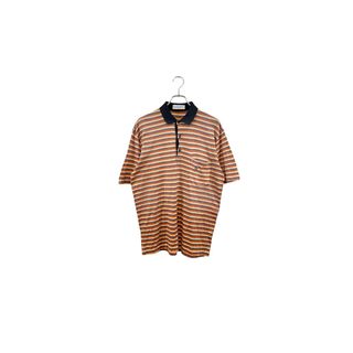 GIVENCHY PARIS polo-shirt ジバンシィ 半袖ポロシャツ ボーダー オレンジ系 サイズL ヴィンテージ ネ(ポロシャツ)