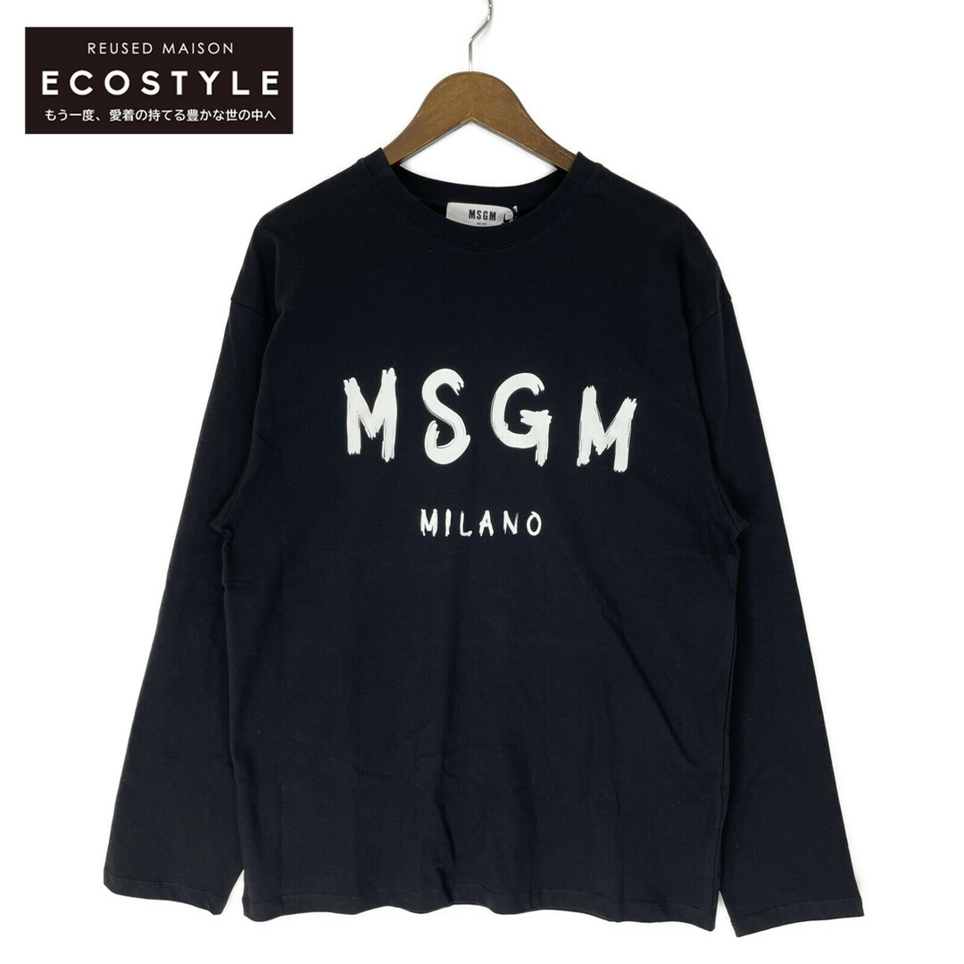 MSGM(エムエスジイエム)のエムエスジーエム ﾌﾞﾗｯｸ ﾌﾛﾝﾄﾛｺﾞ ｸﾙｰﾈｯｸ L/Sｶｯﾄｿｰ S メンズのトップス(その他)の商品写真