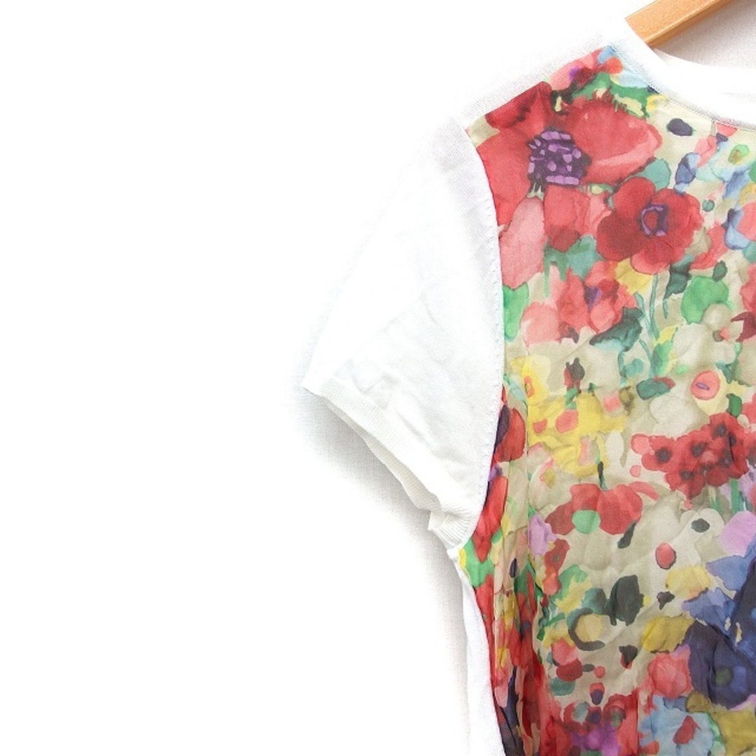 ANAYI(アナイ)のアナイ ANAYI フラワープリント ニット セーター 半袖 丸首 異素材切替 レディースのトップス(ニット/セーター)の商品写真