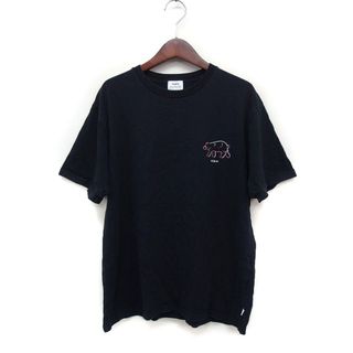 coen - コーエン coen ワンポイント プリント Tシャツ カットソー 半袖 丸首 黒