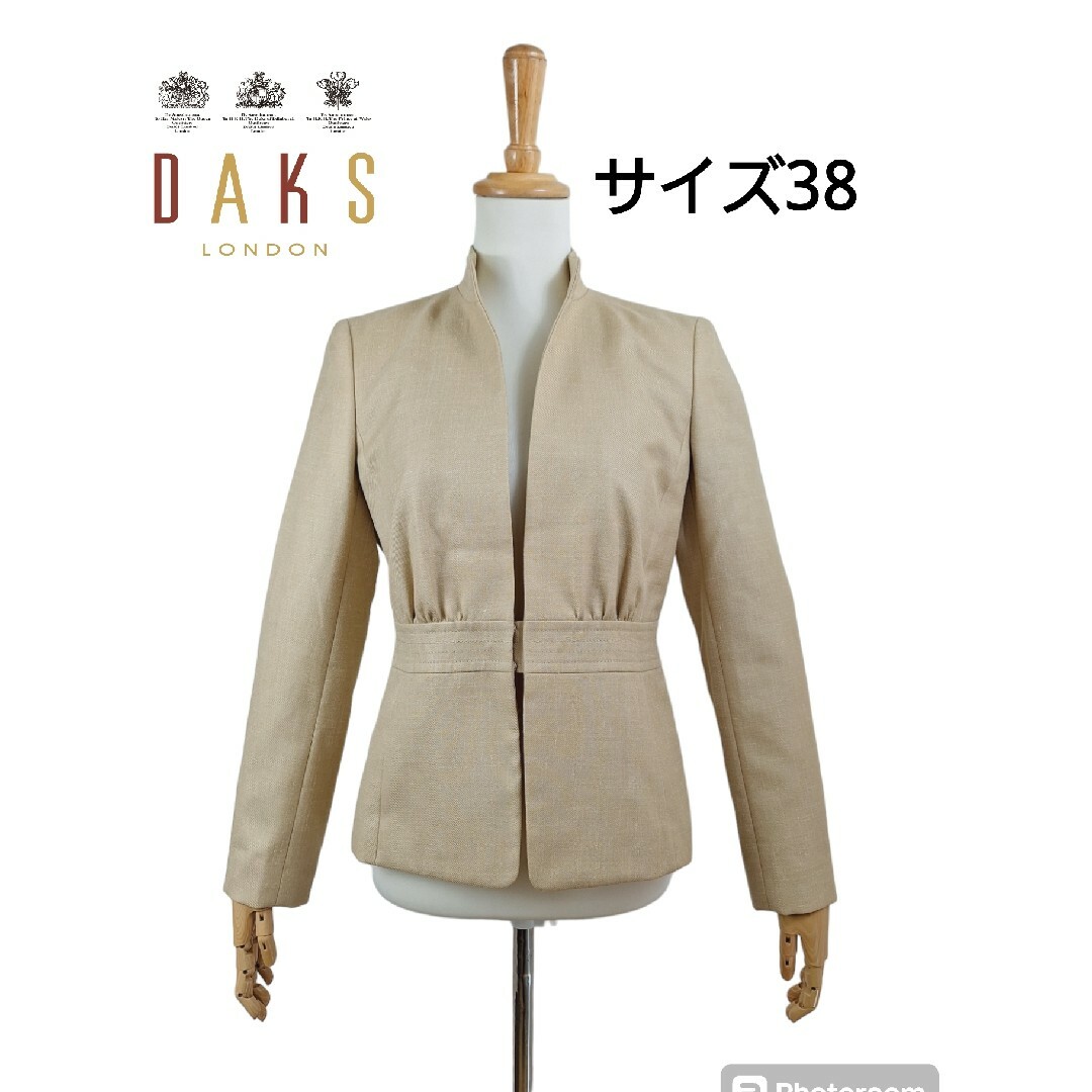 DAKS(ダックス)の美品 DAKS ダックス　リネンブレンドノーカラージャケット レディースのジャケット/アウター(ノーカラージャケット)の商品写真