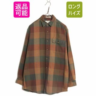 00s オービス 長袖 ヘビー フランネル シャツ メンズ M 古着 00年代 オールド ORVIS 長袖シャツ ネルシャツ  ブロック チェック ネル 厚手