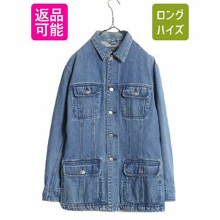 ラルフローレン(Ralph Lauren)の80s ポロカントリー ラルフローレン デニム サファリ ジャケット レディース L メンズ S 古着 80年代 ヴィンテージ コート ヘビーウェイト(Gジャン/デニムジャケット)