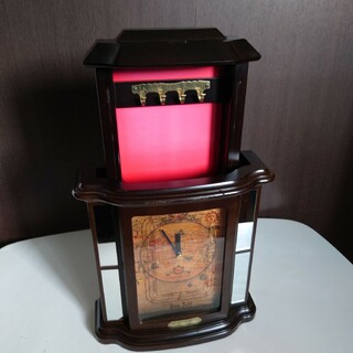 昭和レトロ　時計付き　キーボックス(置時計)