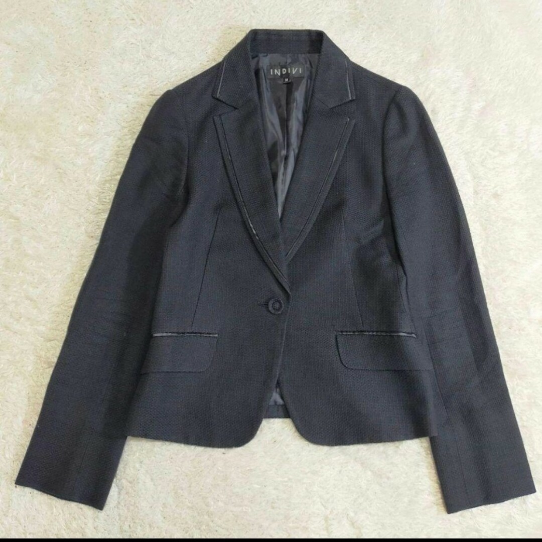 INDIVI(インディヴィ)のインディビ　ワンピースセットアップ　ドッキングワンピース　ジャケット　日本製　М レディースのフォーマル/ドレス(スーツ)の商品写真