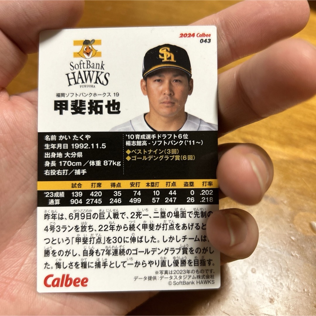 甲斐拓也(福岡ソフトバンクホークス)2024プロ野球チップス スポーツ/アウトドアの野球(その他)の商品写真