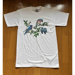 フルーツオブザルーム(FRUIT OF THE LOOM)のONEITA 90s ヴィンテージTシャツ　アニマルプリント　バード　鳥　アート(Tシャツ/カットソー(半袖/袖なし))