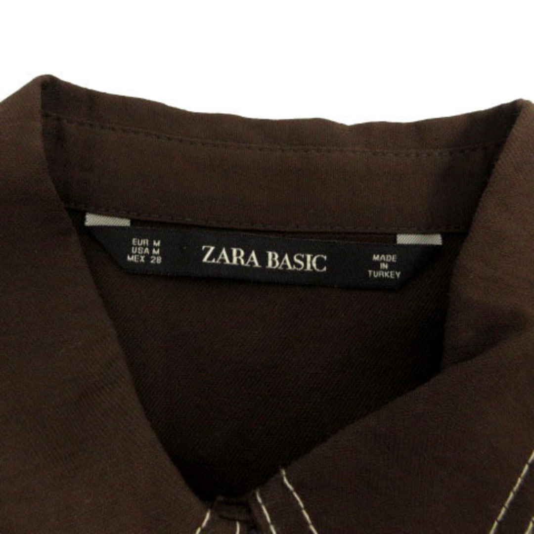 ZARA(ザラ)のザラ ZARA シャツ ステッチ 長袖 ブラウン 茶 M レディースのトップス(シャツ/ブラウス(長袖/七分))の商品写真