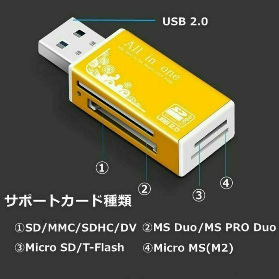 C015　4in1 マルチ カードリーダー MS SD microSD w スマホ/家電/カメラのPC/タブレット(PC周辺機器)の商品写真