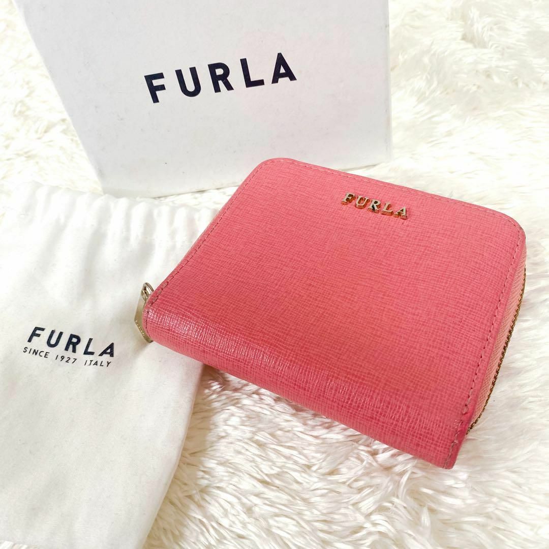 Furla(フルラ)の【極美品】　FURLA 財布　二つ折り財布　ピンク　ラウンドファスナー レディースのファッション小物(財布)の商品写真