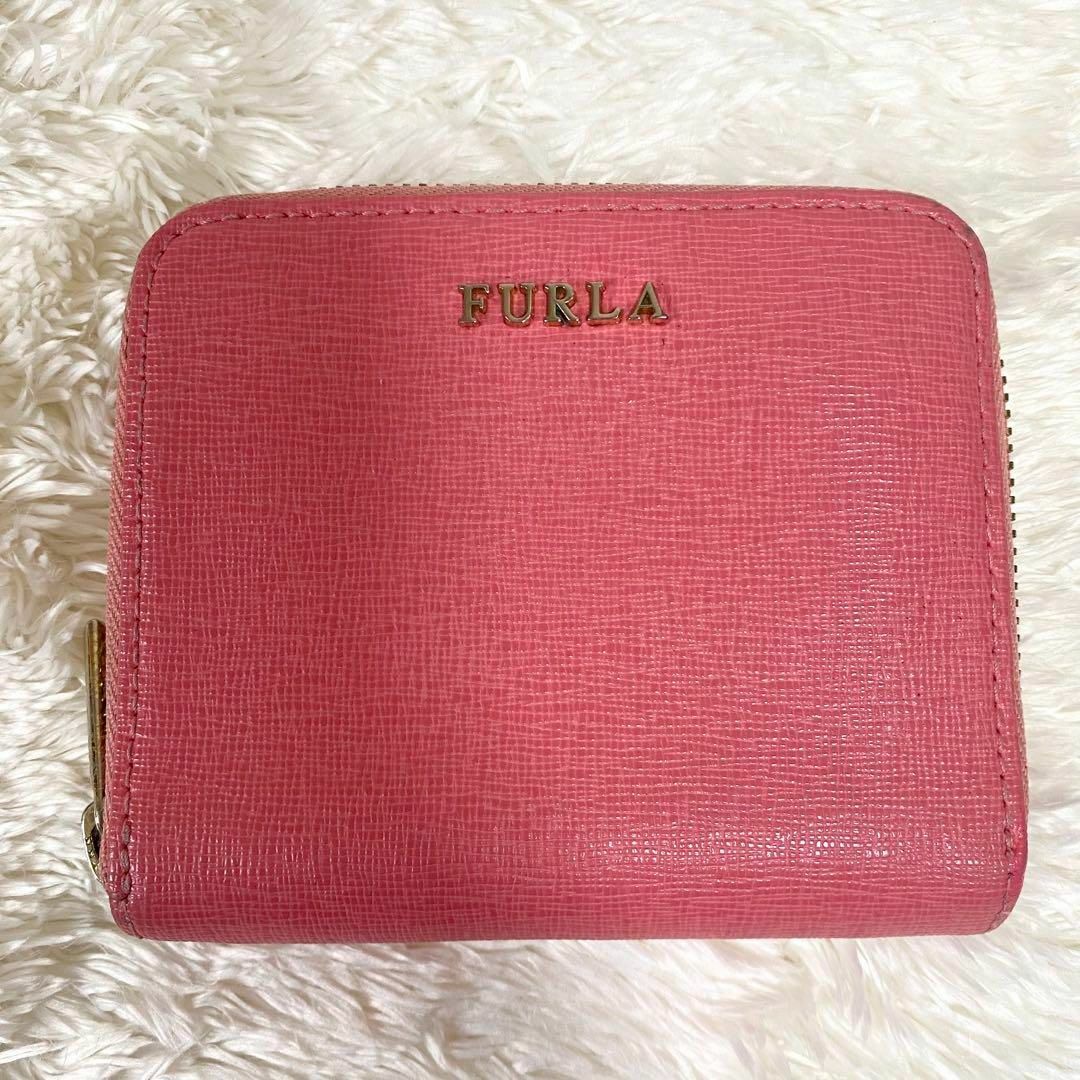 Furla(フルラ)の【極美品】　FURLA 財布　二つ折り財布　ピンク　ラウンドファスナー レディースのファッション小物(財布)の商品写真