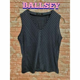 Ballsey - ボールジィ ストライプ柄 Vネック ノースリーブTシャツ ネイビー