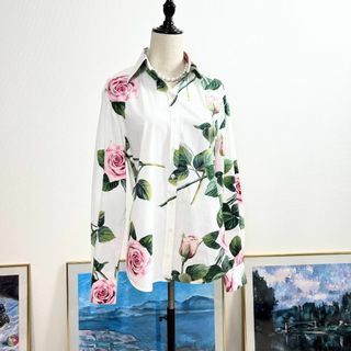 ドルチェアンドガッバーナ(DOLCE&GABBANA)の★DOLCE＆GABBANA★美品★ピンクローズ★コットン★シャツ★ジャケット(シャツ/ブラウス(長袖/七分))