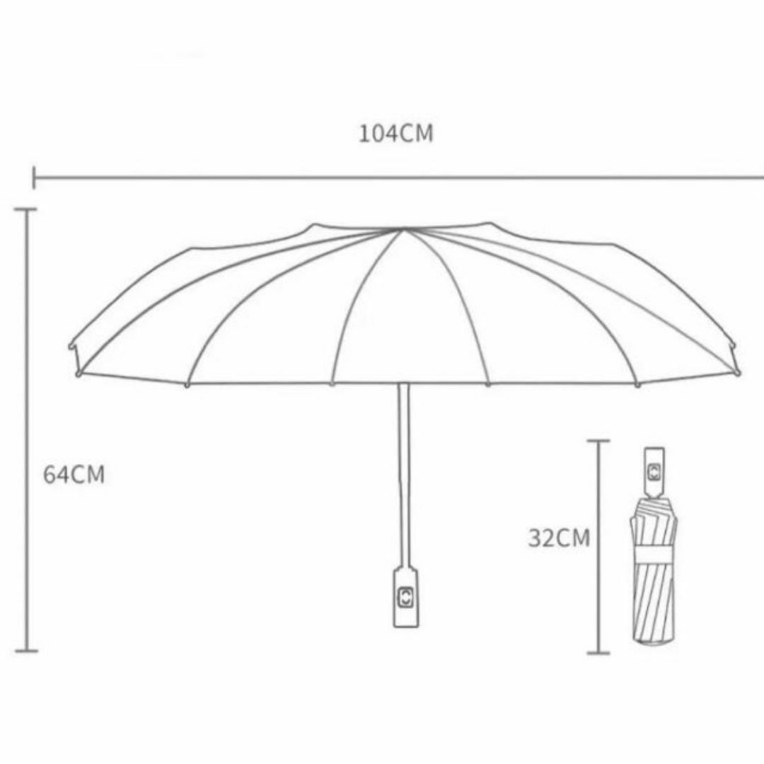 【新品】12本骨 折りたたみ傘 雨＆日傘兼用 ワンタッチ自動開閉式 ブラック メンズのファッション小物(傘)の商品写真