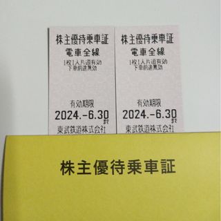 東武鉄道株主優待乗車券×2枚(鉄道乗車券)