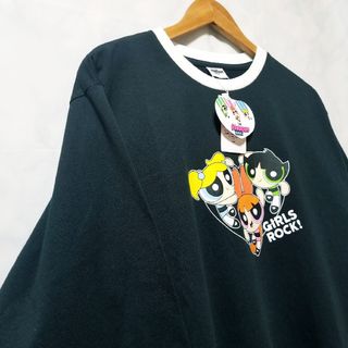 新品　Tシャツ　七分丈半袖　パワーパフガールズ　黒色　Lサイズ　アニメ(Tシャツ(半袖/袖なし))