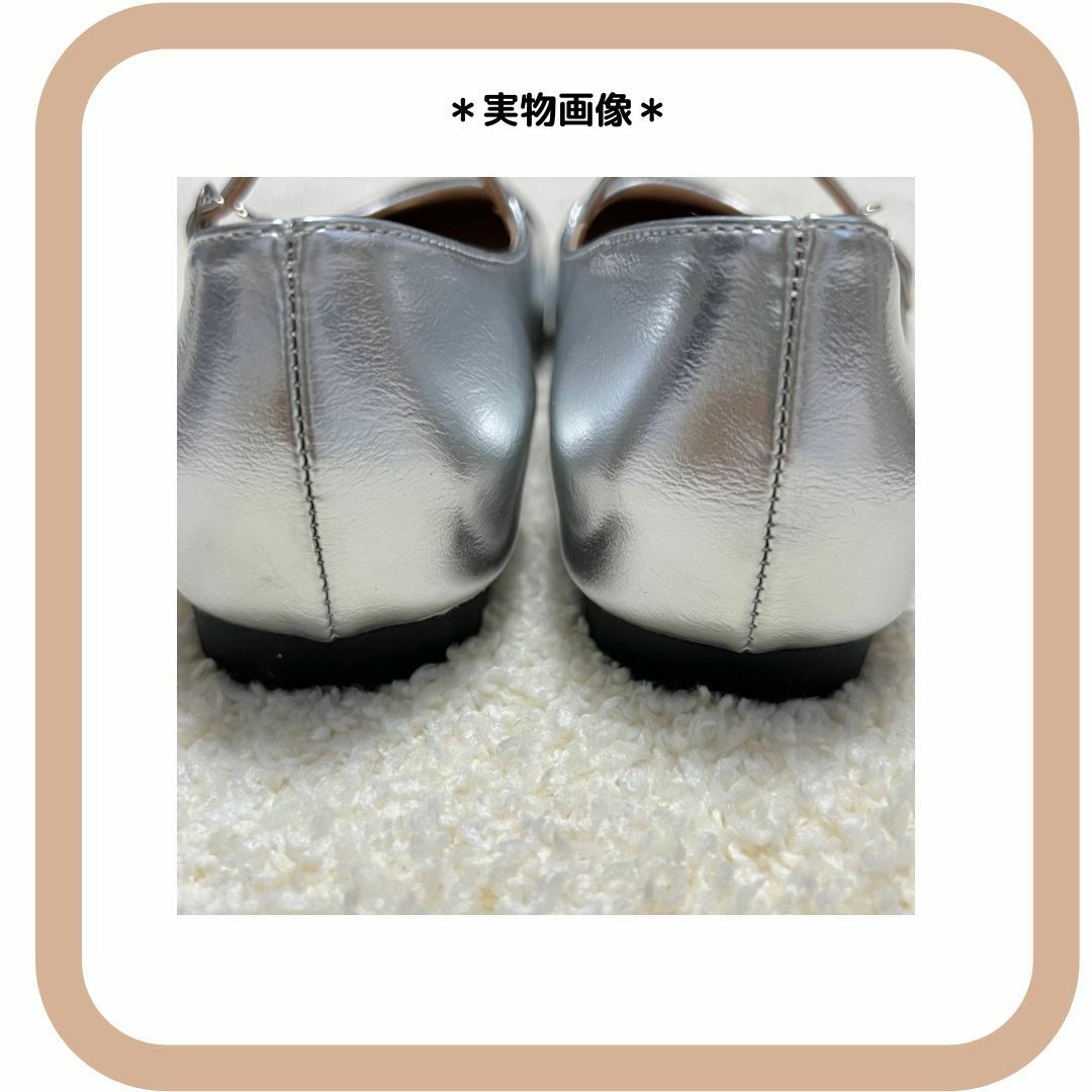 メリージェーンパンプス シングルストラップ フラット スリッポン シルバー38 レディースの靴/シューズ(ハイヒール/パンプス)の商品写真