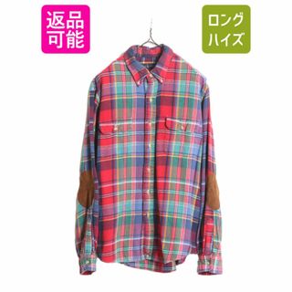 ラルフローレン(Ralph Lauren)のラルフローレン チェック 3点留め ボタンダウン ヘビー フランネル シャツ メンズ XL / ポロ 長袖シャツ ネルシャツ 本革 エルボーパッチ  (シャツ)