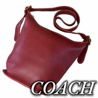 コーチ(COACH)のオールドコーチ　USA製　バケツ型　ショルダーバッグ　グラブタンレザー　レッド(ショルダーバッグ)