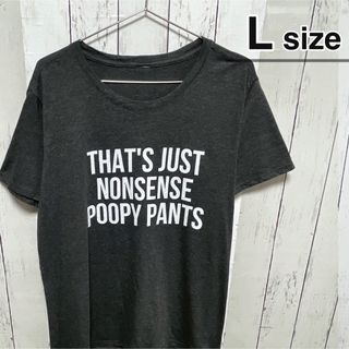 USA古着　Tシャツ　Lサイズ　ダークグレー　プリント　ロゴ　クルーネック(Tシャツ/カットソー(半袖/袖なし))