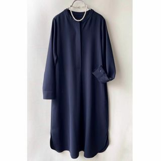 Demi-Luxe BEAMS - 美品✨デミルクス　ネイビー　長袖　Iライン　とろみ　膝下ワンピース　38