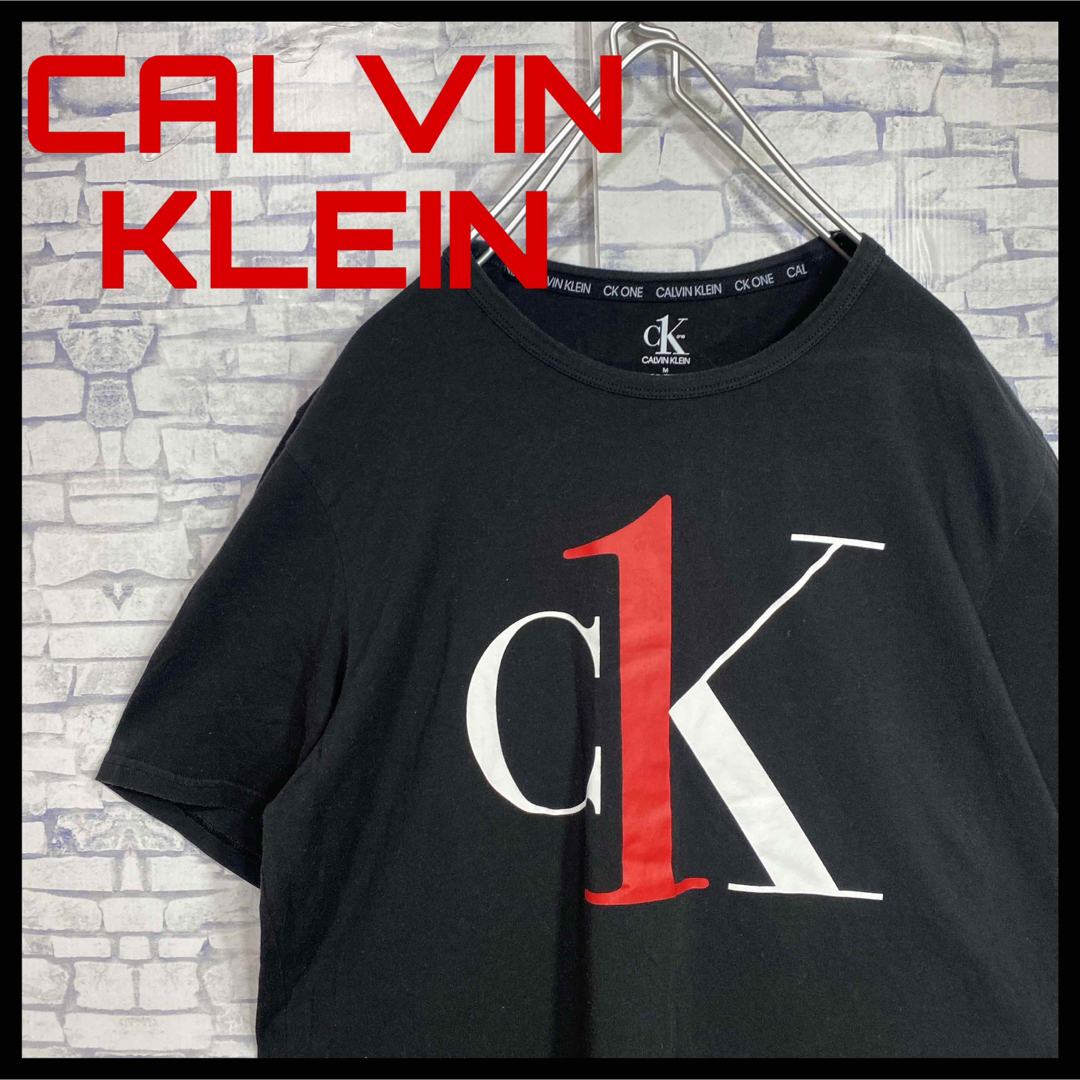 Calvin Klein(カルバンクライン)のCALVIN KLEIN ビックロゴ　デカロゴ　半袖Tシャツ　黒　Mサイズ　古着 メンズのトップス(Tシャツ/カットソー(半袖/袖なし))の商品写真