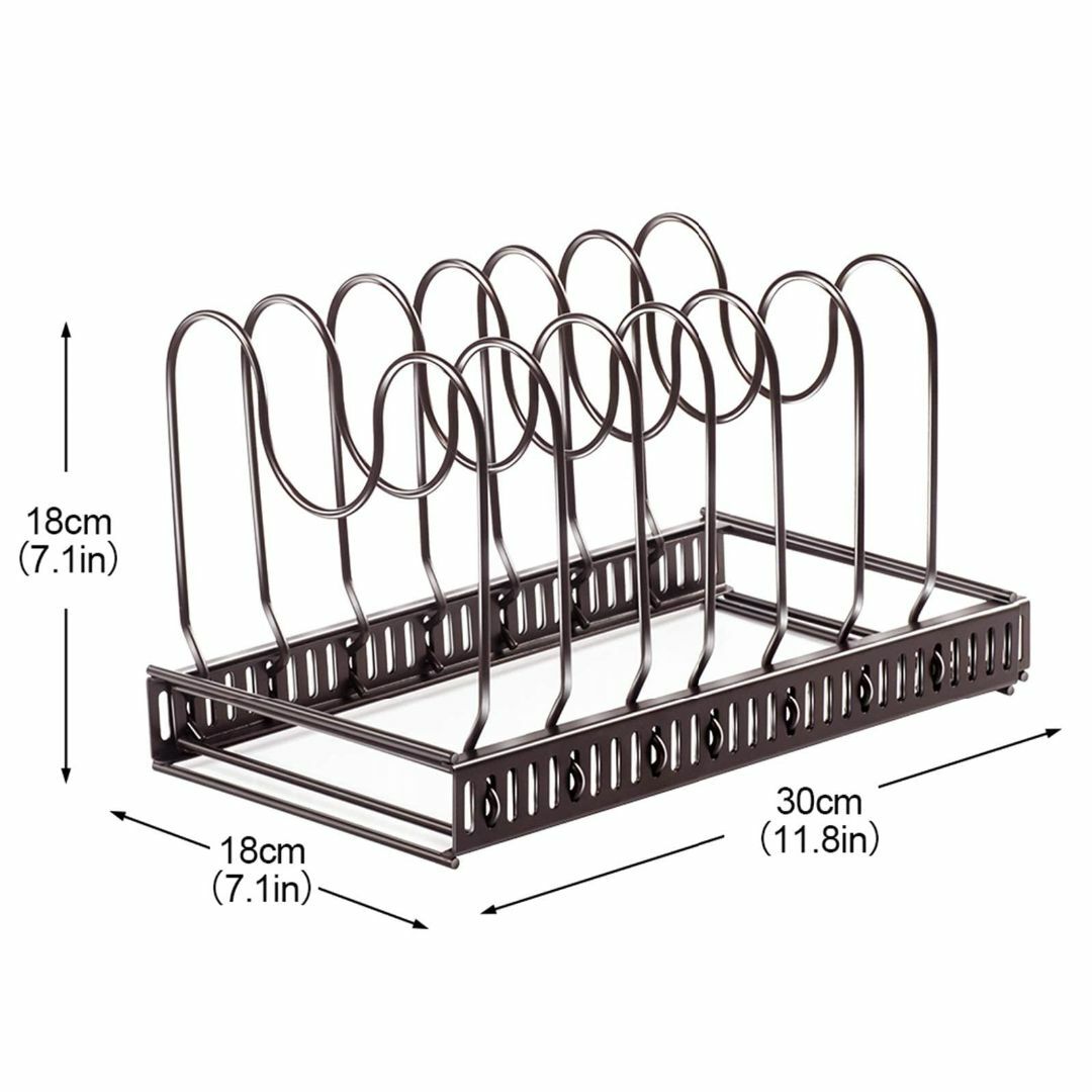【色:ブロンズ色】Masthome フライパンラック 伸縮式 鍋ふたスタンド キ インテリア/住まい/日用品の収納家具(キッチン収納)の商品写真