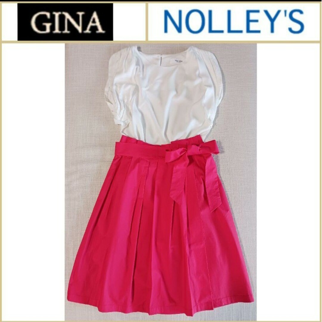 NOLLEY'S(ノーリーズ)の美品❗NOLLEY'S×GINA ノースリーブ　スカート　フリルスリーブ　2点 レディースのトップス(シャツ/ブラウス(半袖/袖なし))の商品写真