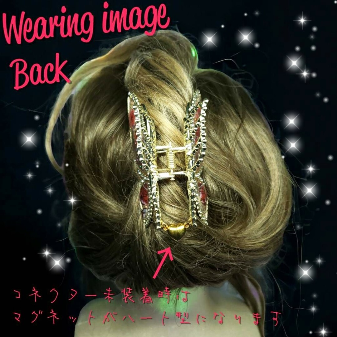 ꫛꫀꪝ✨1点限定❣液体ガラスドーム レッドローズ バタフライ バンスクリップ レディースのヘアアクセサリー(バレッタ/ヘアクリップ)の商品写真