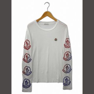 モンクレール(MONCLER)のモンクレール クルーネック ロゴ フロッキープリント ロングスリーブ Tシャツ(Tシャツ/カットソー(七分/長袖))