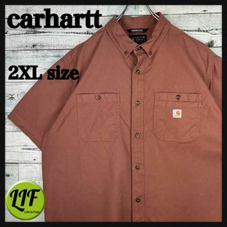 カーハート(carhartt)のカーハート ロゴタグ 胸ポケット 半袖ワークシャツ ブラウン XXL(シャツ)
