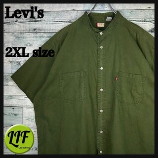 Levi's - リーバイス レッドタブ ロゴタグ 半袖 ノーカラーシャツ カーキ XXL