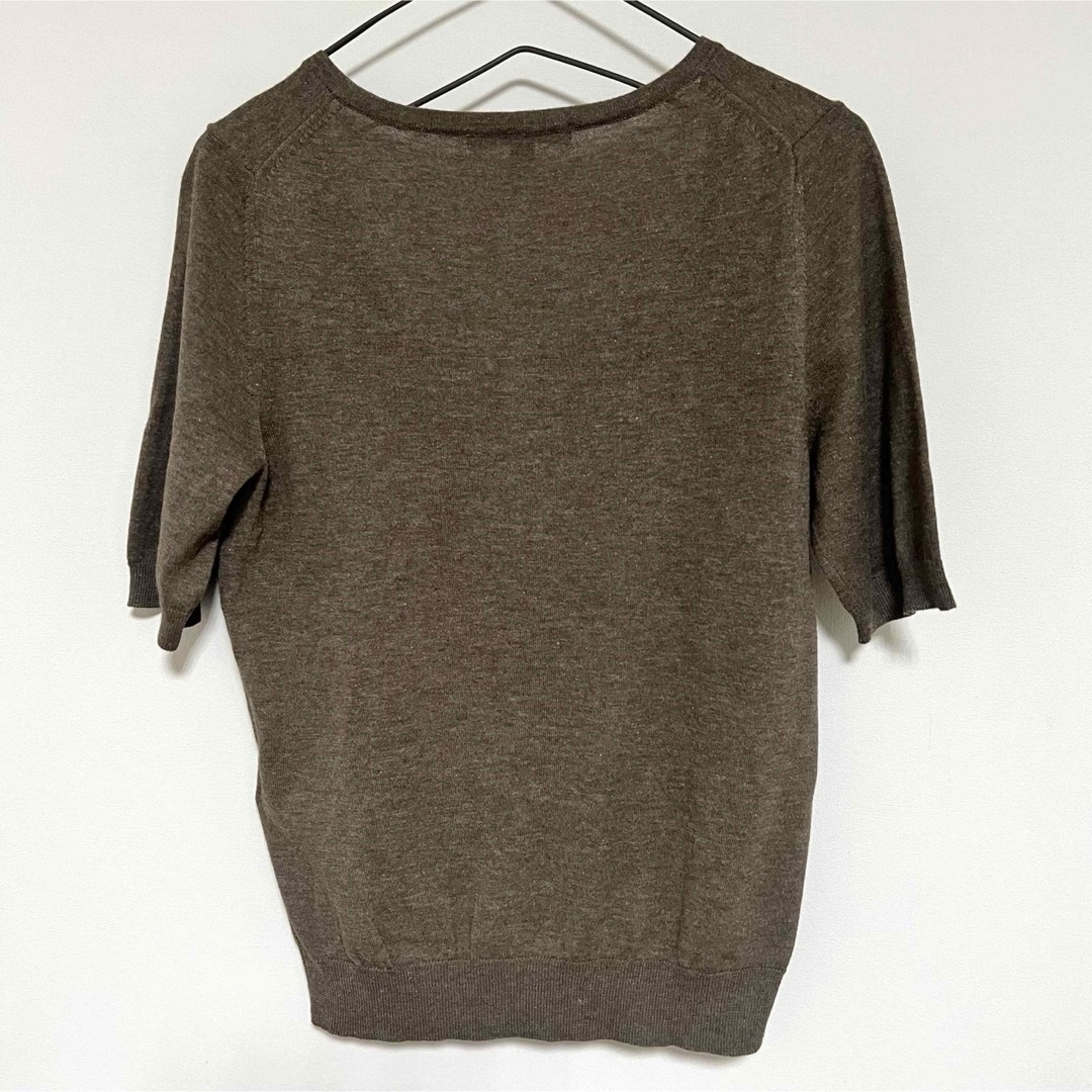 UNIQLO(ユニクロ)の【used】M ユニクロ UNIQLO 半袖ニット カーディガン 茶色 カーデ レディースのトップス(カーディガン)の商品写真