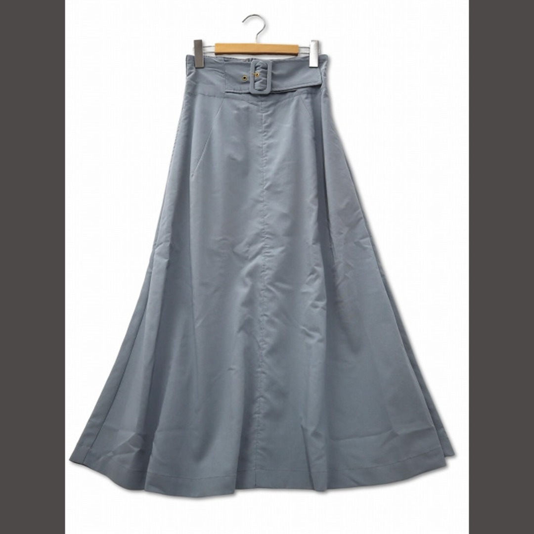 nano・universe(ナノユニバース)のナノユニバース ベルトデザイン フレア ロング スカート F ブルー レディースのスカート(ロングスカート)の商品写真