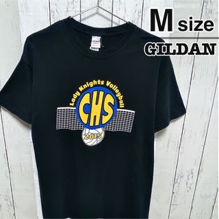 ギルタン(GILDAN)のUSA古着　GILDAN　Tシャツ　ブラック　プリント　バレーボール　チームロゴ(Tシャツ/カットソー(半袖/袖なし))