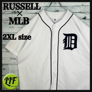 ラッセルアスレティック(Russell Athletic)のラッセル MLB 刺繍ロゴ タイガース 半袖 ベースボールシャツ XXL(Tシャツ/カットソー(半袖/袖なし))