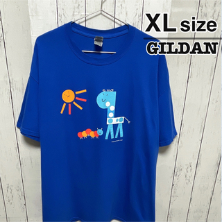 ギルタン(GILDAN)のUSA古着　GILDAN　Tシャツ　ブルー　青　プリント　キャラクター　かわいい(Tシャツ/カットソー(半袖/袖なし))