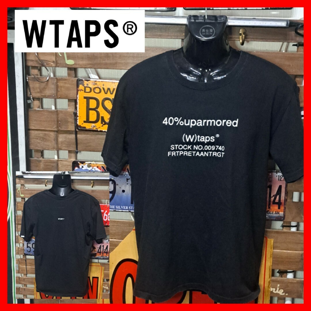 W)taps(ダブルタップス)のWTAPS ダブルタップス　プリント　半袖Tシャツ　Ｍ　ブラック メンズのトップス(Tシャツ/カットソー(半袖/袖なし))の商品写真