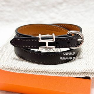 エルメス(Hermes)のエルメス 23年 新作 レザー ブレスレット トレンチ ドゥブルトゥール メンズ(ブレスレット)