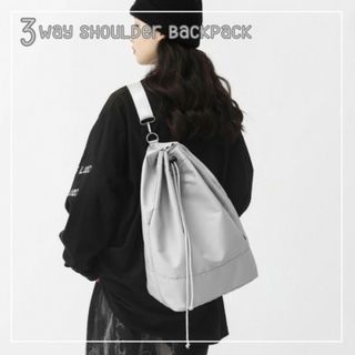 3way ショルダー バックパック レディース シルバー ボディバッグ 新品(ショルダーバッグ)