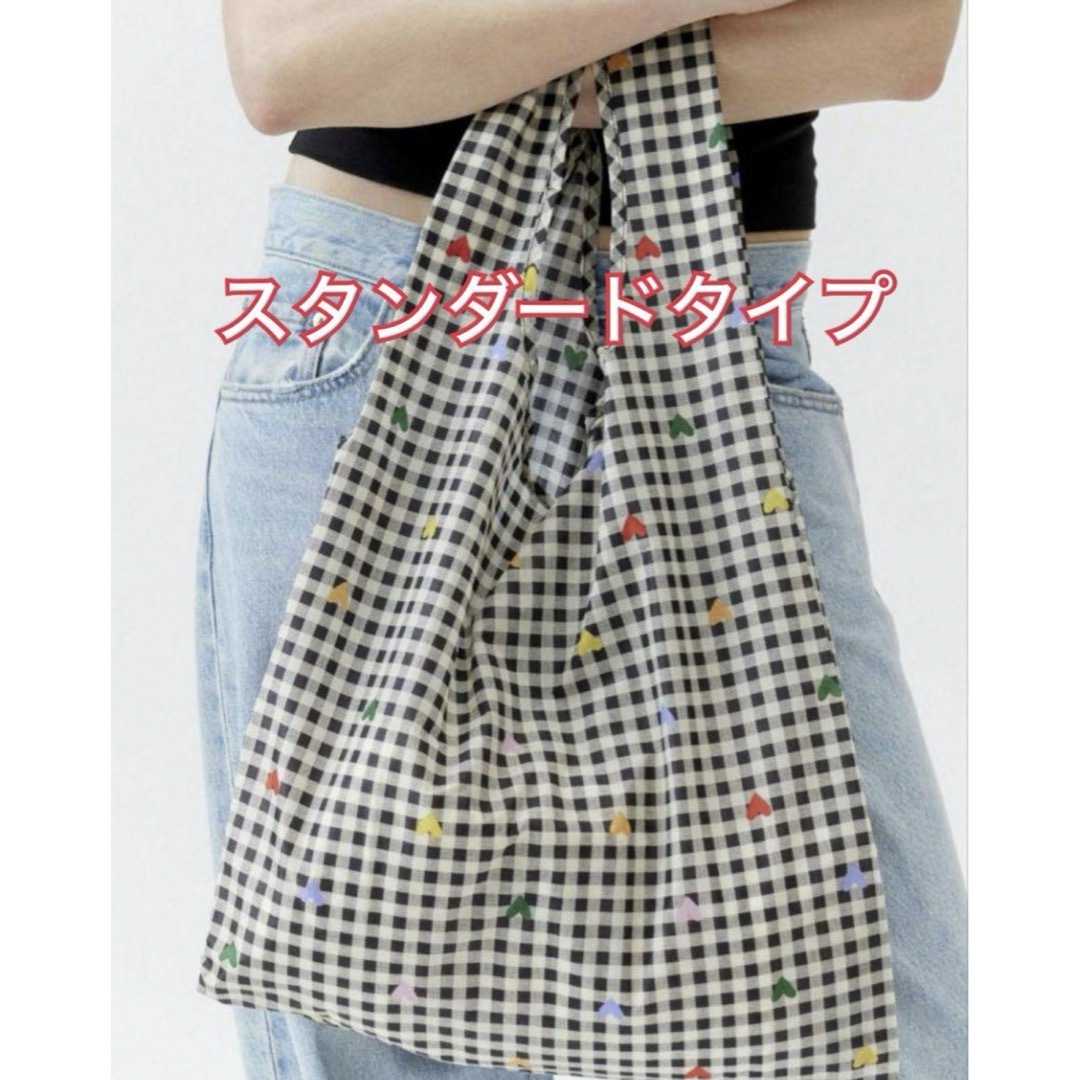 baggu ギンガムチェック　スタンダードタイプ　ハート柄 レディースのバッグ(エコバッグ)の商品写真