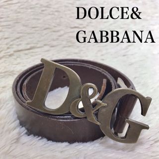 ドルチェアンドガッバーナ(DOLCE&GABBANA)のDOLCE&GABBANA D&Gロゴ バックル 金具 レザー ベルト ブラウン(ベルト)