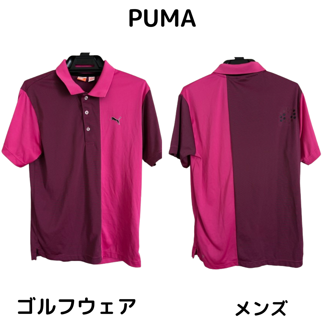 PUMA(プーマ)の【最終値下げ】 プーマ PUMA 古着 メンズ ゴルフウェア ポロシャツ ピンク スポーツ/アウトドアのゴルフ(ウエア)の商品写真