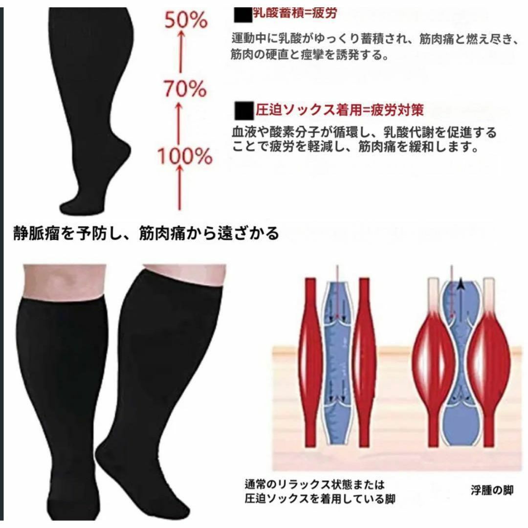 着圧ソックス　⭐️人気商品⭐️黒　昼夜兼用　3XL むくみ解消　大きいサイズ コスメ/美容のボディケア(フットケア)の商品写真